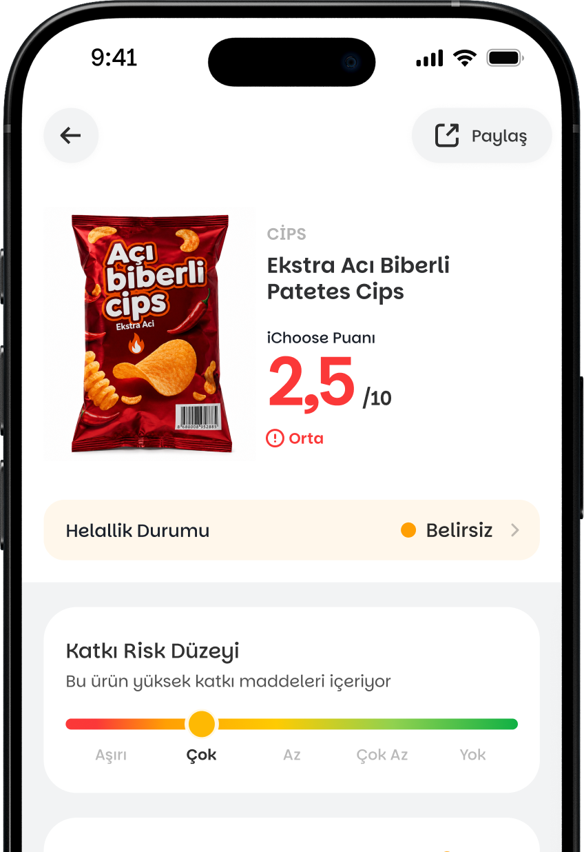 iChoose helallik durumu ekranı